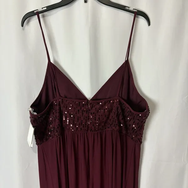 Davids Bridal DB Studio Spaghetti Strap Sequin Bodice Formal Dress Sz 18 Merlot - Image 9