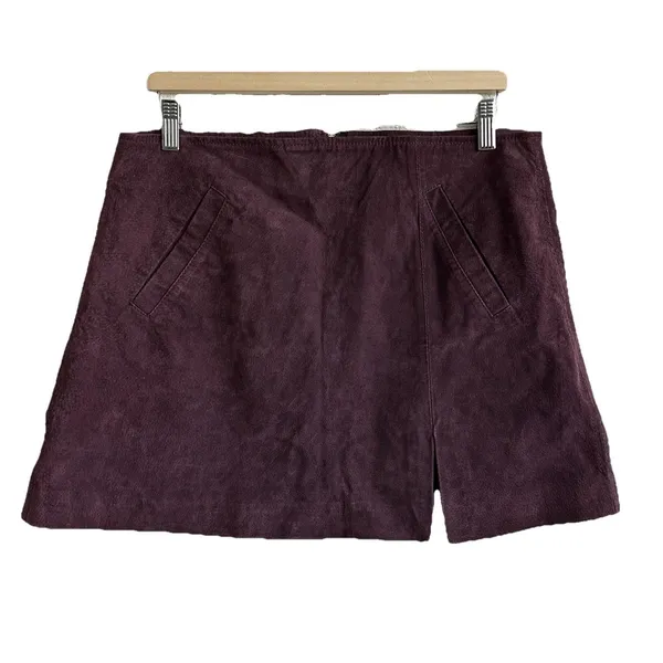 Blank NYC Leather Suede Burgundy Red Mini Skirt Side Slit Size 31 - Image 2
