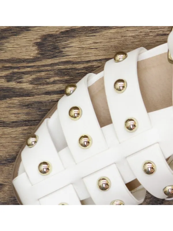 Universal Thread Winnie Studded Fisherman Sandals 92562772 White / Gold 6M - Image 7