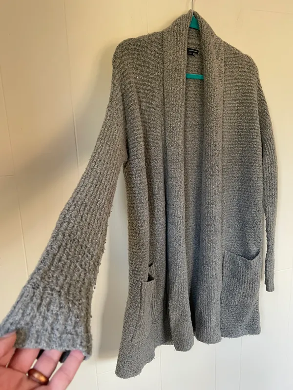 American Eagle Outfitters open front knit cardigan grey cozy long Women’s sz XS - Image 5