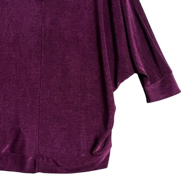 A Love Story Purple Burgundy Tunic Top Stretch Knit V-neck Dolman 3/4 Sleeve NWT - Image 8