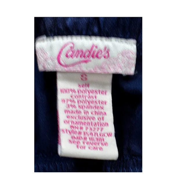 Candies Navy Blue Paisley Satin Handkerchief Hem Bustier Camisole Top Small - Image 7