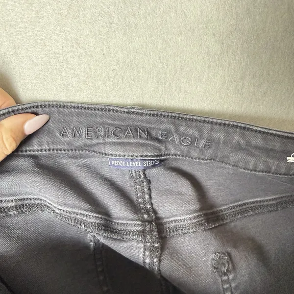 American Eagle High-Rise Jegging Jeans Black Stretch Distressed Lace Detail 16R - Image 8