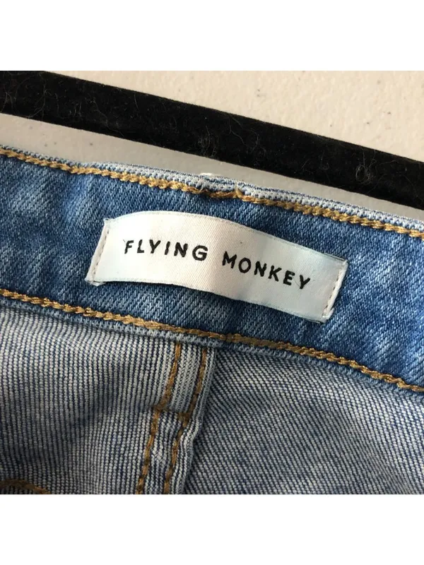 Vervet Flying Monkey Womens Jeans High Rise Flare Stretch Jean Frayed Distressed Hem 24 - Image 3
