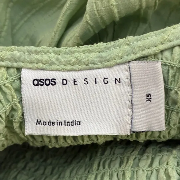 ASOS DESIGN Smocked Halter Seersucker Maxi Dress Sage Green Boho Summer Size XS - Image 5