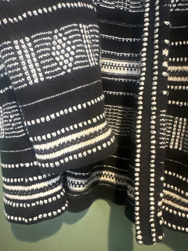 LOFT Outlet Cardigan Sweater Boho Textured Stripe Women's M Festival Cozy Fall - Image 4