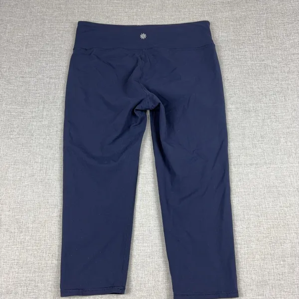 Athleta Leggings Womens L Blue Cropped Nylon Spandex Elastic Waist Yoga Gym - Image 3