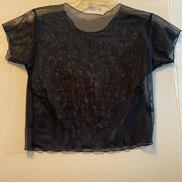 Vintage Sturgis SD Rally Week 2004 Black Mesh Short Sleeve T-Shirt Cropped - Image 4