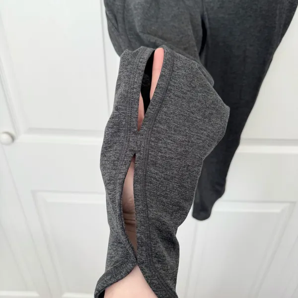 FREE PEOPLE MOVEMENT Dark Gray High-Waisted Cropped Leggings w/ cut outs LARGE - Image 2