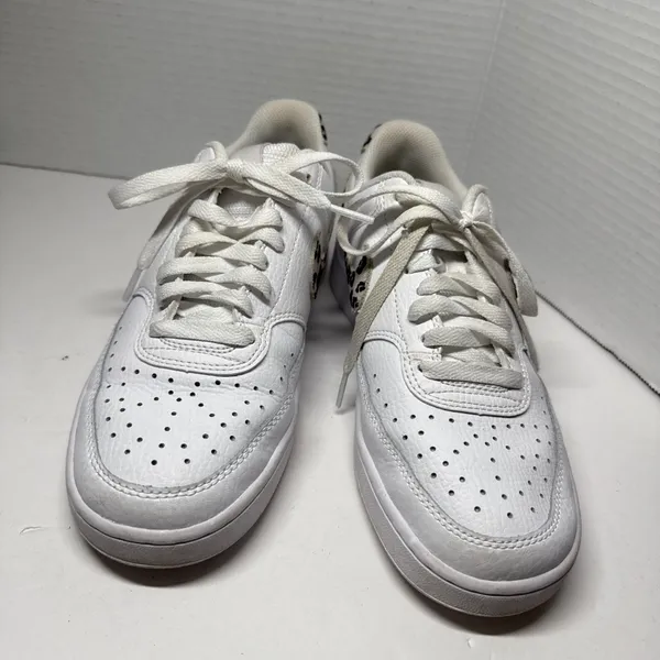 Nike Court Vision Low White w/Leopard Swoosh Court Shoe - Women's Size 8 - Image 2