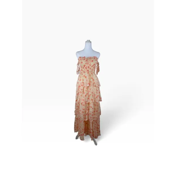 Beivy Orange Floral Tiered Off The-Shoulder Maxi Dress Size M NWT - Image 6