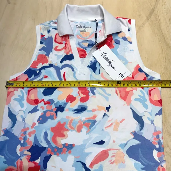 Walter Hagen Performance 11 Sleeveless Golf Polo XS White Gouache Floral Top NEW - Image 7