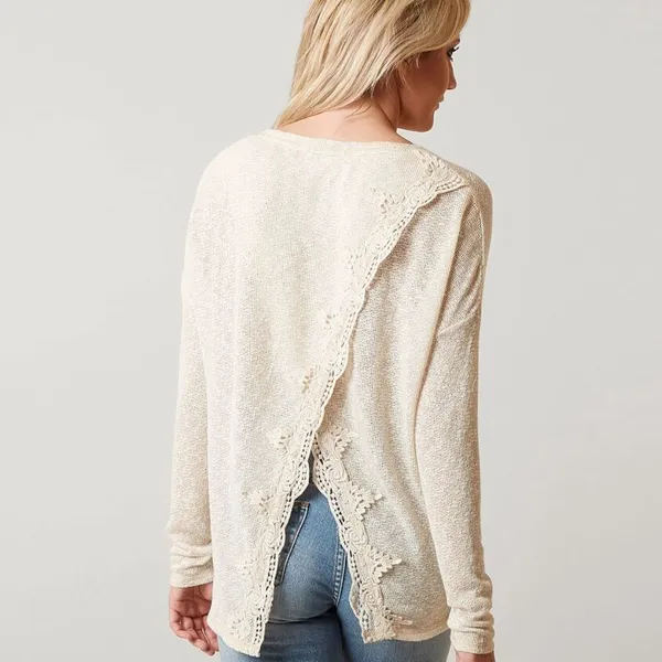 Buckle Coco and Jaimeson cream tulip back knit top size large - Image 2