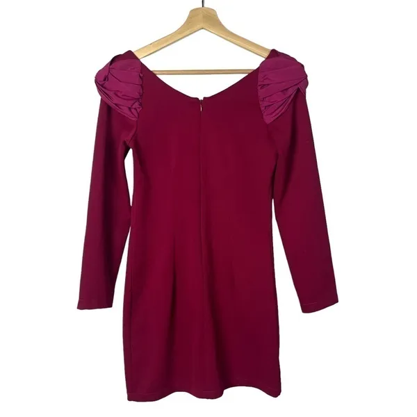 Boutique Fuchsia Round Neck Puff Sleeve Sheath Mini Dress S‎ - Image 2