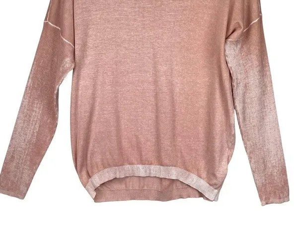 Blanc Noir Womens Boyfriend Sweater‎ Size Large Pink Long Sleeve 100% Cotton - Image 5