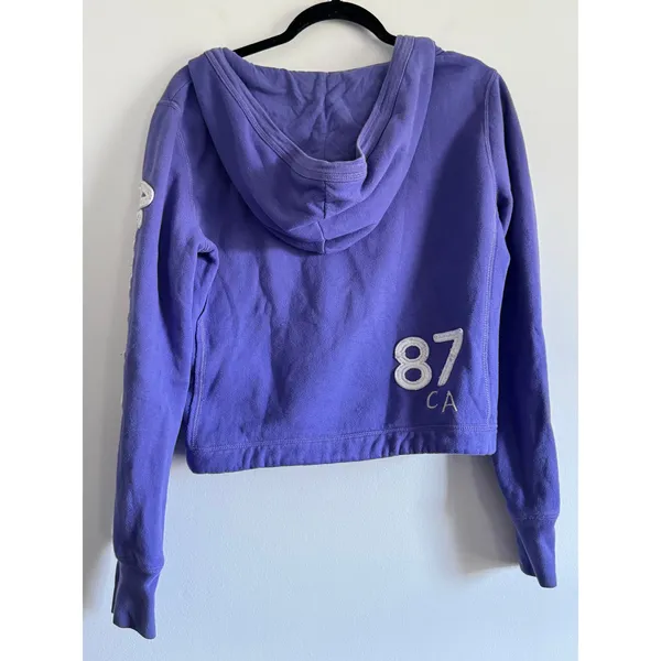 Aeropostale Y2K Purple Hoodie Sweatshirt Women’s Size Large Logo Sleeve - Image 2