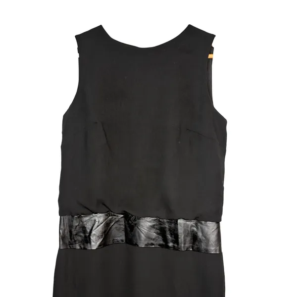 Lauren Ralph Lauren Sheath Dress‎ Size 4 Black Faux Leather Trim Sleeveless Mini - Image 3