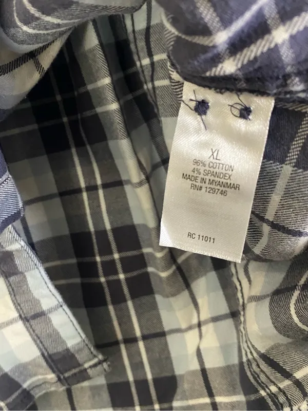 Ridgetcut toughwear women Blue and‎ White Plaid Button-Up Shirt size X Large - Image 6