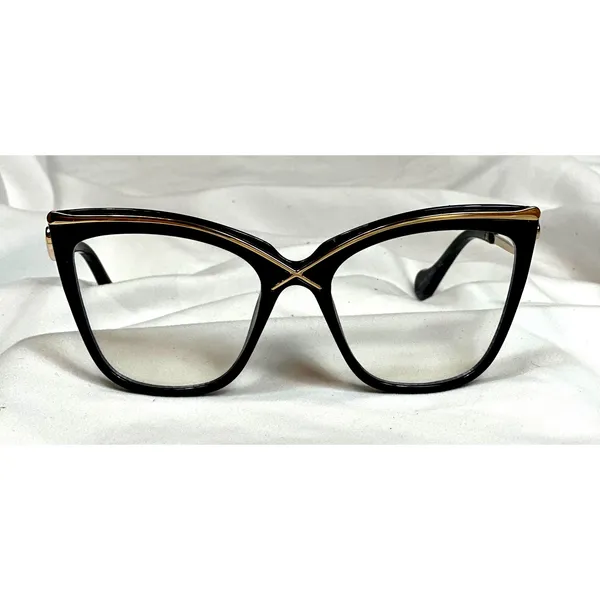 Chic Elegant Gold Detailed Clear Lens Black Frame Glasses - Image 4