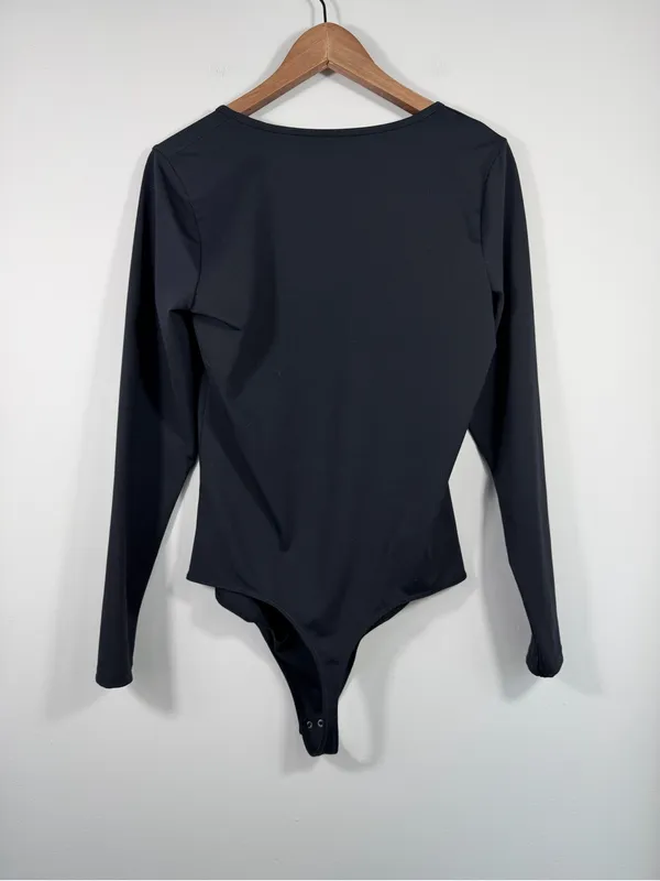 Abercrombie & Fitch Soft A&F Black Long Sleeve Scoop Neck Bodysuit Large - Image 2