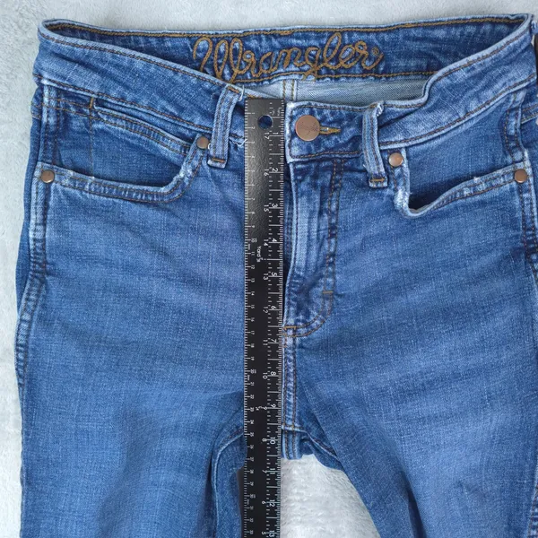Wrangler Retro Green Jeans Trumpet Flare High Rise Womens 27x30 Blue Western - Image 10