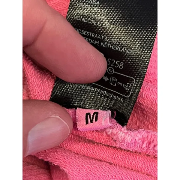 Pilcro Anthropologie Hoodie Sweatshirt Womens Medium Pink Terry V Neck High Low - Image 9