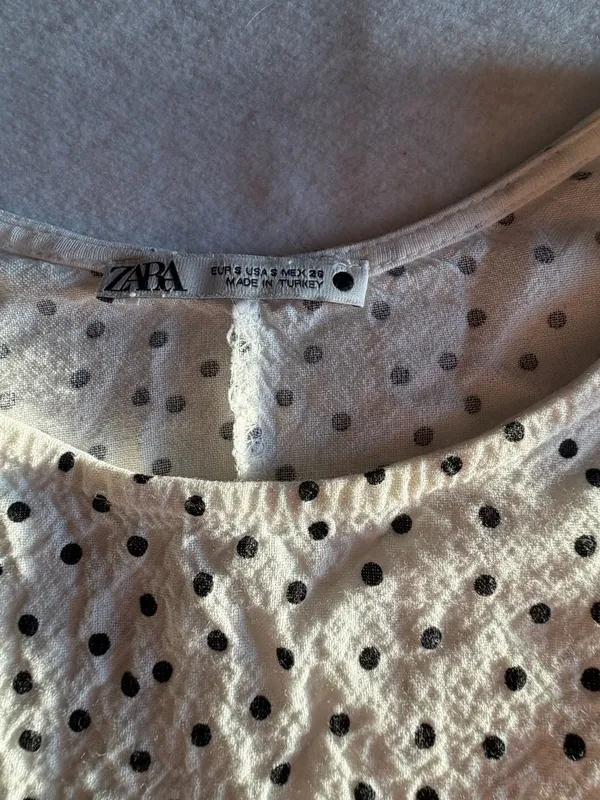 Zara Polka Dot Smocked Puff Sleeve Crinkle Crop Top - Image 2