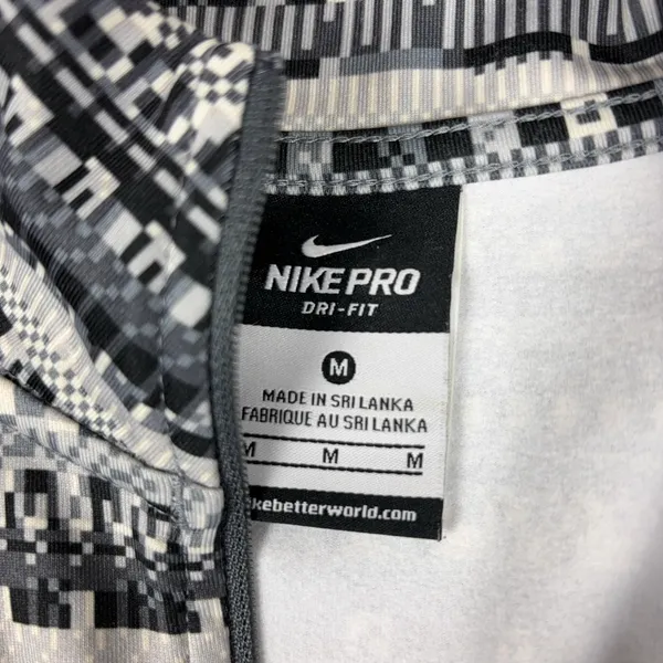 Nike Pro Dri-FIT Shirt Womens Medium Gray 1/4 Zip Geometric Running Athletic Top - Image 3