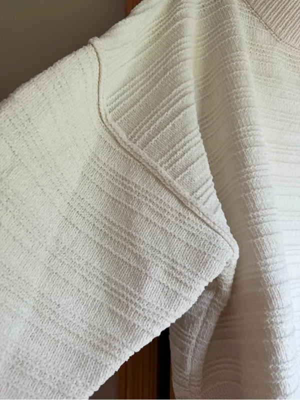 Chic Soul Cream Horizontal Ribbed Knit Oversized Slouchy Sweater Plus Size 1X - Image 3