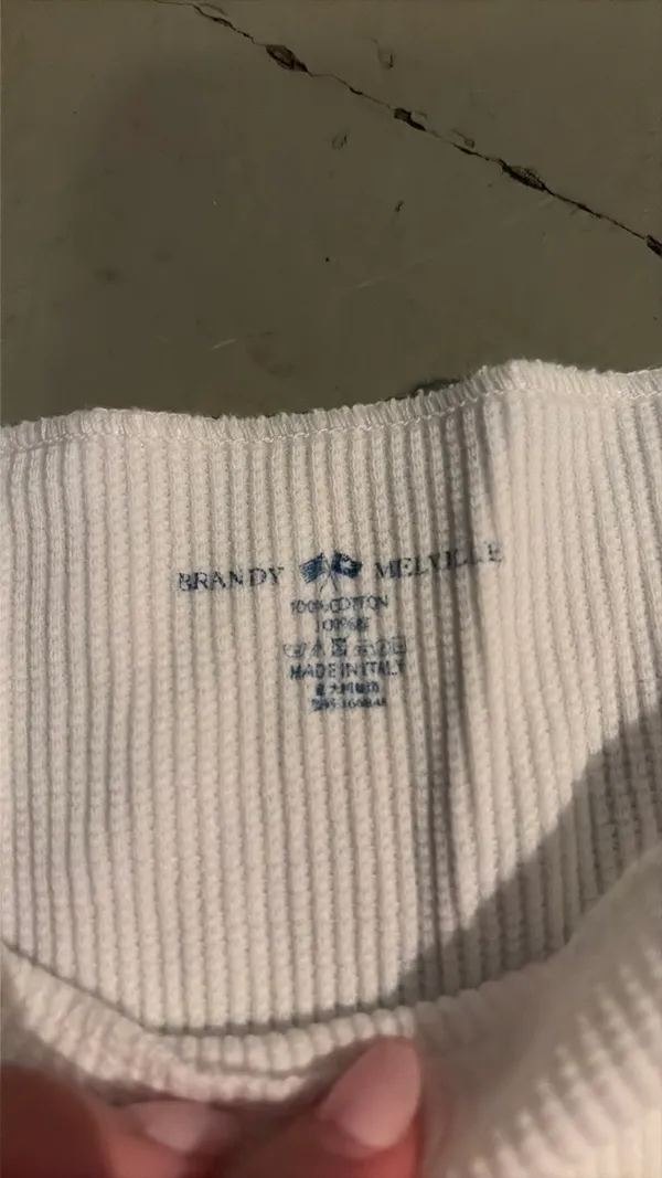 White Off-The-Shoulder Brandy Melville Top Long Sleeve - Image 2