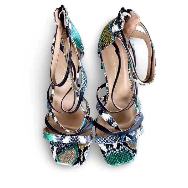 Anne Michelle Faux Snakeskin Metallic Heels - Image 9