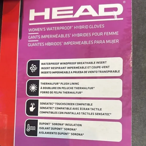 HEAD Women's Black Waterproof Hybrid Touchscreen Compatible Gloves Size M NEW - Image 4