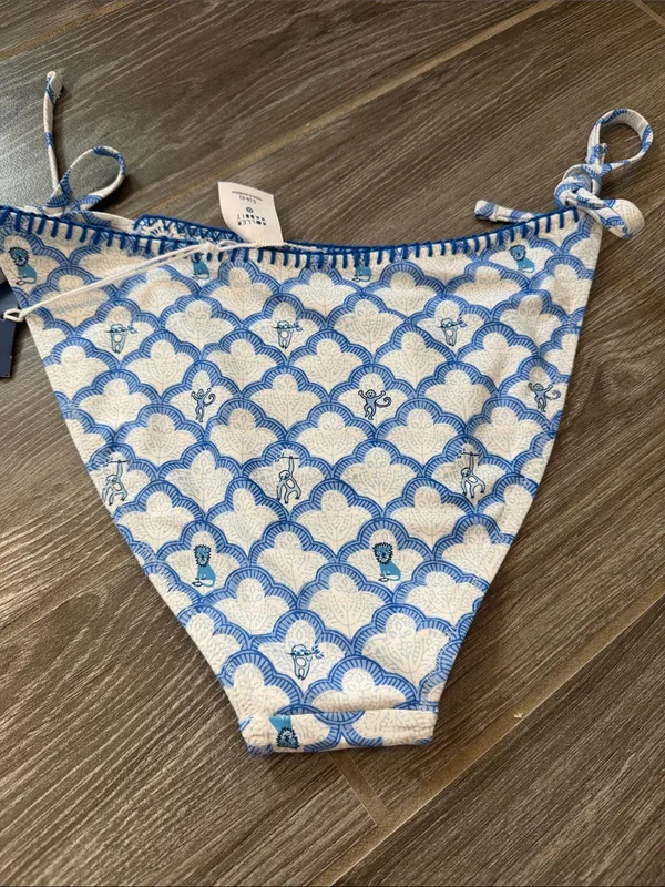 NWT! Roller Rabbit X Target Blue & White Tie-Side Reversible Bikini Bottom small - Image 3