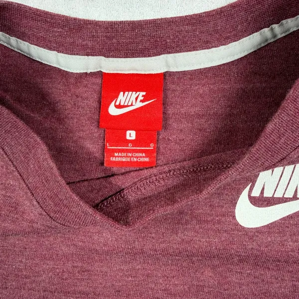 Nike Sportswear Long Sleeve Top Women’s Large Heathered Burgundy Crewneck Shirt - Image 2