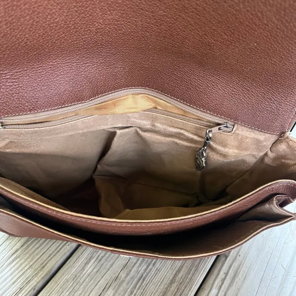 Gucci Vintage Brown Leather Messenger Crossbody Bag Est. 1970's Era - Image 6