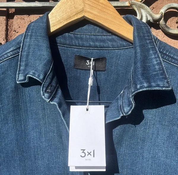 3x1 NYC Denim Jumpsuit Sz Large Straight Leg Long Sleeve Button Up Collared NWT - Image 4