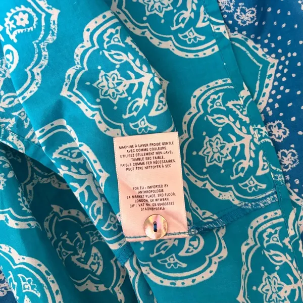 Anthropologie MEADOW RUE Anila Shirtdress Floral Blockprint Shirt Dress Size 4 - Image 11