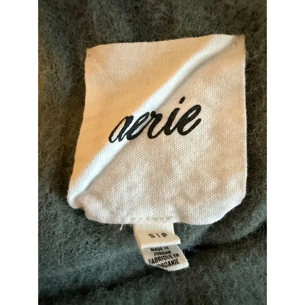 Aerie American Eagle Oversized Soft Crewneck Sweater Size S Green Ribbed Knit - Image 6
