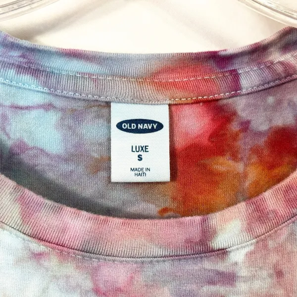 Old Navy Small Top Handmade Tie Dye Luxe T-Shirt‎ Pink Blue Festival Boho 1119 - Image 11