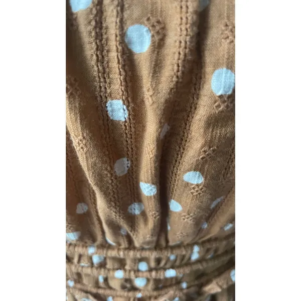 Maurices Womens Rust Brown Polka Dot Smocked Midi Dress Medium Adjustable Straps - Image 2