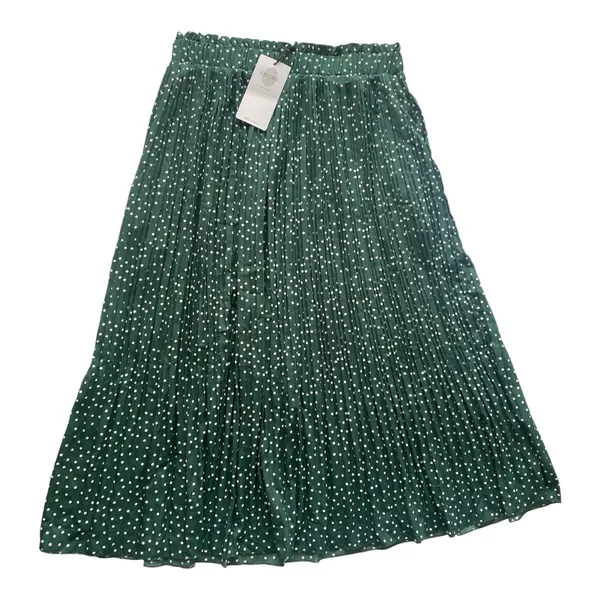 Exlura Women’s High Waist Green White Polka Dot Pleated Midi Swing Skirt Size XL - Image 11