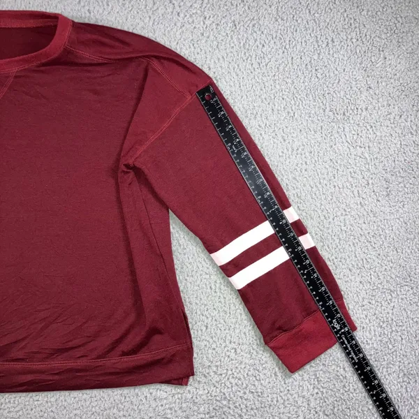 Varsity Stripe Oversized‎ Sweatshirt Women 2XL Maroon Preppy Retro Relaxed Fit - Image 7
