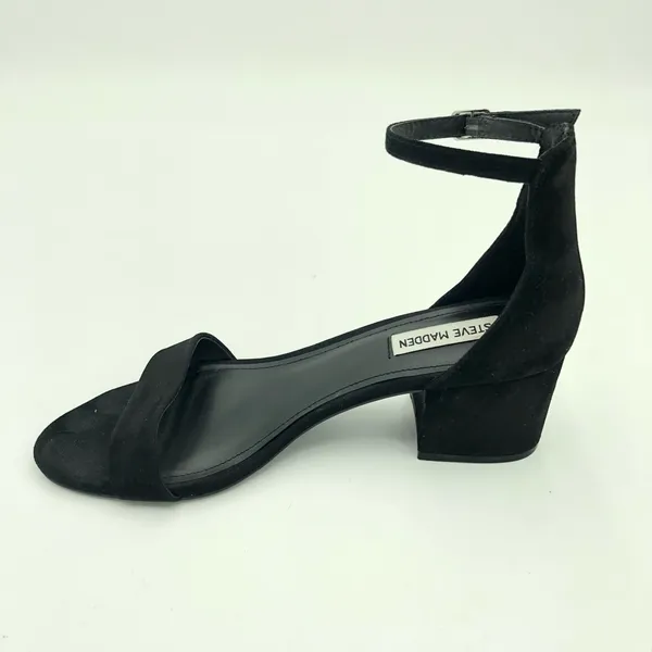 Steve Madden Irenee Black Suede Ankle Strap Block Heel Size 10 - Image 3