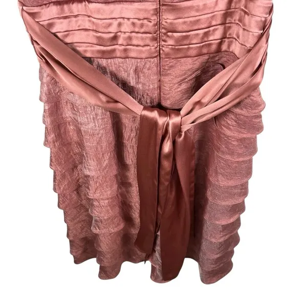 Adrianna‎ Papell Sleeveless Double V-Neck Shutter Pleat Tiered Midi Dress Size 8 - Image 4