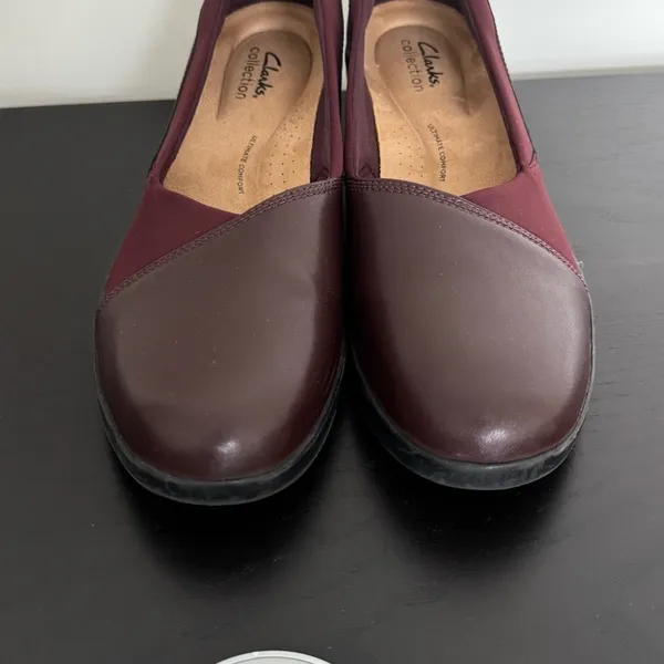 Clarks Women's Suttyn Walk‎ Leather Cushioned Wedge Heel Pumps Wine Size 12 M - Image 12