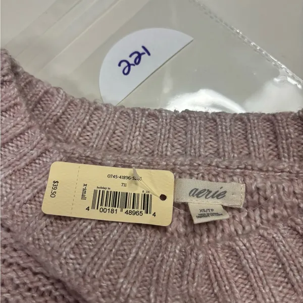 Aerie Size XS Soft Pink Lightweight Loose Knit Sweater Crew Neck New - Image 5