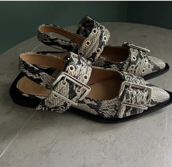 Ganni Wide Welt Buckle Ballerina Flats - Image 2
