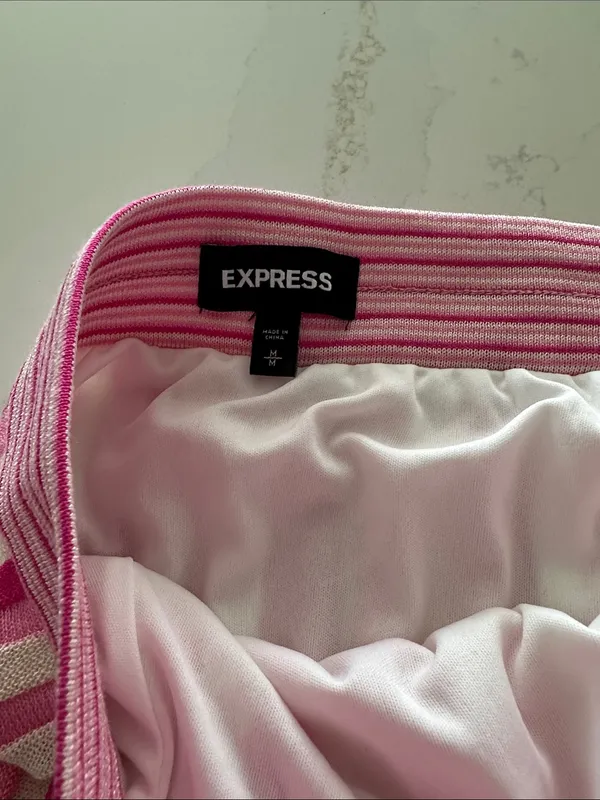Express Striped knit cream pink and magenta longer skirt with side slit size M‎ - Image 2
