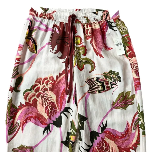 NEW Raphael Balme Anthropologie Flannel Sleep Pants Pink Combo Floral Lounge XS - Image 3