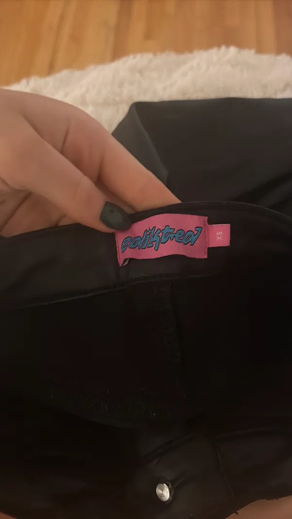Edikted Leather Pants Flare Black - Image 3